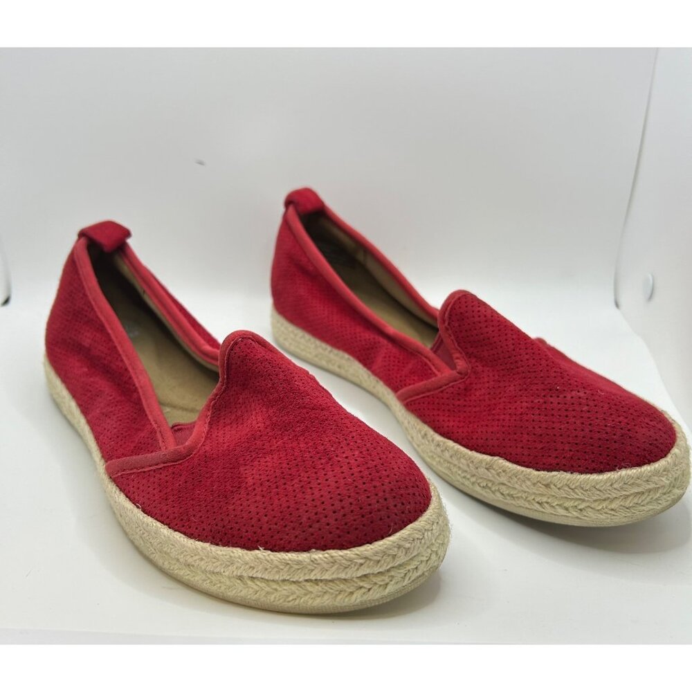 Clarks espadrille cushion soft red slip-on comfort shoe 8 medium